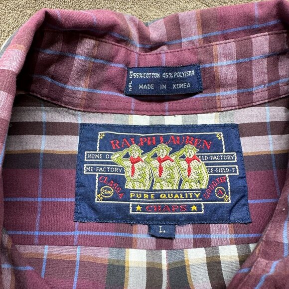 Vintage Chaps Ralph Lauren Plaid Button Down Shirt Men’s Large - Picture 2 of 6